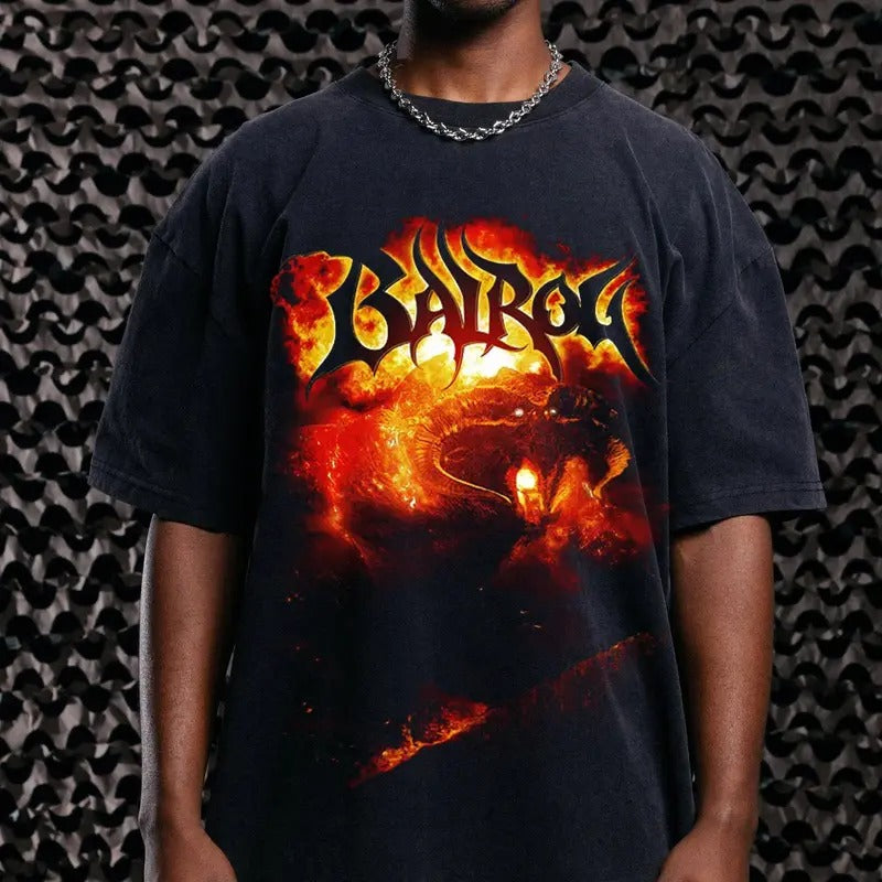Lord Rings Balrog Vintage Trending Movie Shirt Menswear Womenswear Streetwear Movie Fans Casual Cotton T-Shirts