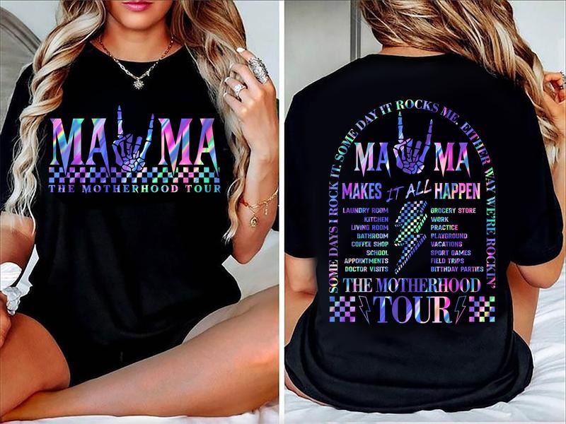 Motherhood Tour Bundle Some Days I Rock Shirt Some Days Rocks Me Breathable Casual Comfort Soft Top T-Shirts
