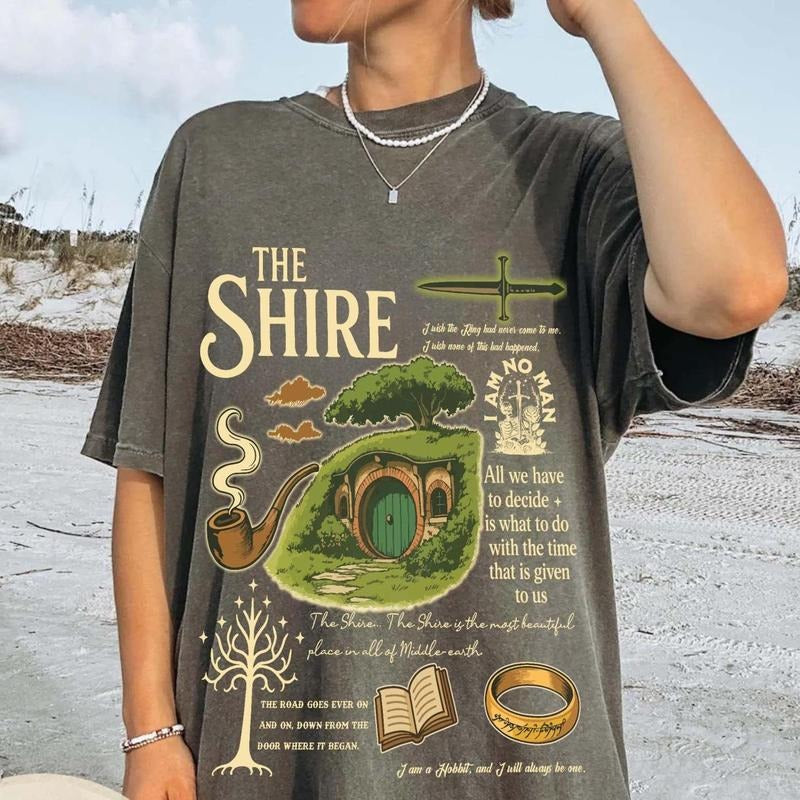 Shire Shirt Fantasy Book Lover Lotr Shirt Rings Second Breakfast Rivendell Shirt Lord Shirt Book Lover T-Shirts