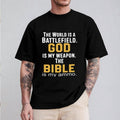 World Is Battlefield. God Is My Weapon. Bible Is My Ammo Casual Crew Neck Short Sleeve Tops Perfect T-Shirts