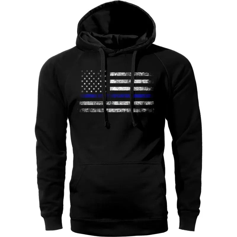 Thin Blue Flag Police Lives Cotton Fabric T-Shirts