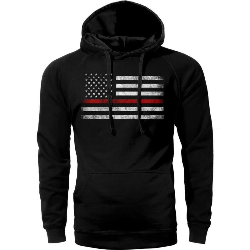Thin Red Flag USA Firefighter Cotton Fabric T-Shirts