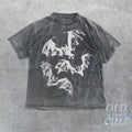 Three Bats Y2k Vintage 90s Bat Washed Retro Gothic Shirt Grunge 2000s Shirt Dark Art Shirt T-Shirts