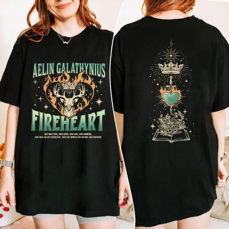 Throne Glass Fan Shirt Aelin Galathynius Shirt Fireheart Aelin Shirts Kingsflame Thirteen Book Lover Bookish Shirt T-Shirts