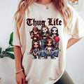 Thug Life Chicano Horror Movie Girl Shirt Scary Halloween Horror Movie Shirt Halloween Friends Horror Tarot Card Shirt Casual T-Shirts