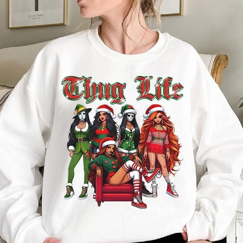 Thug Life Ladie La.Dies Horror Character Xmas Character Funny Thief T-Shirts