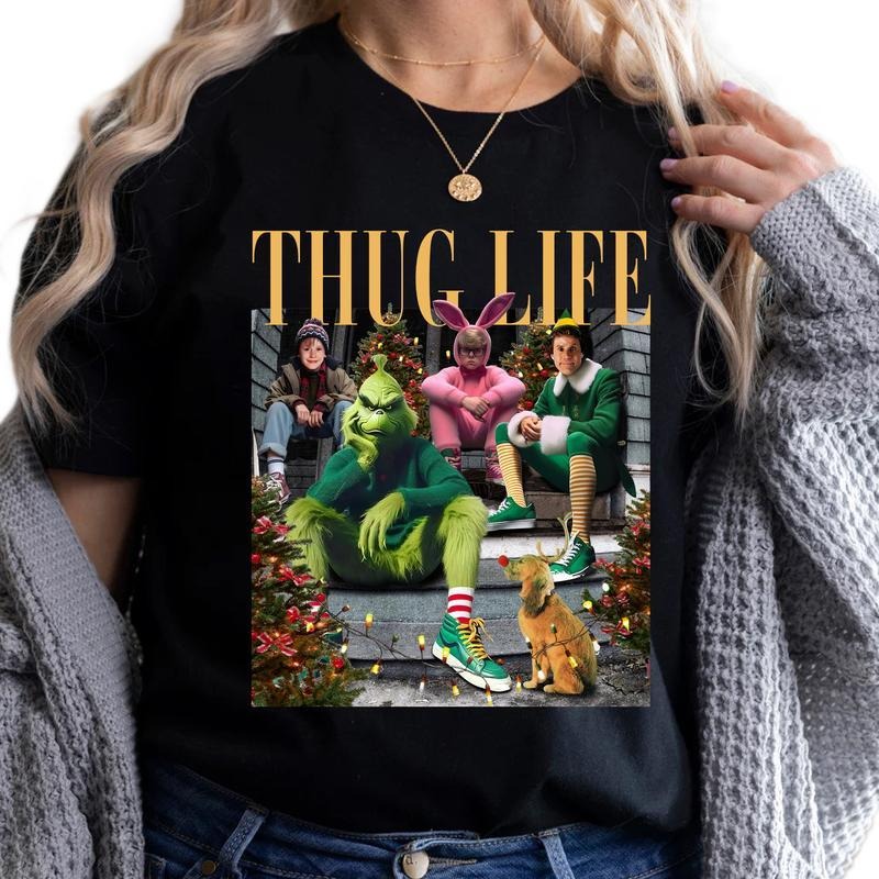 Thug Life Shirt Merry Shirt Movie Shirt Thug Life Shirt Xmas Shirt Cotton Top Love T-Shirts