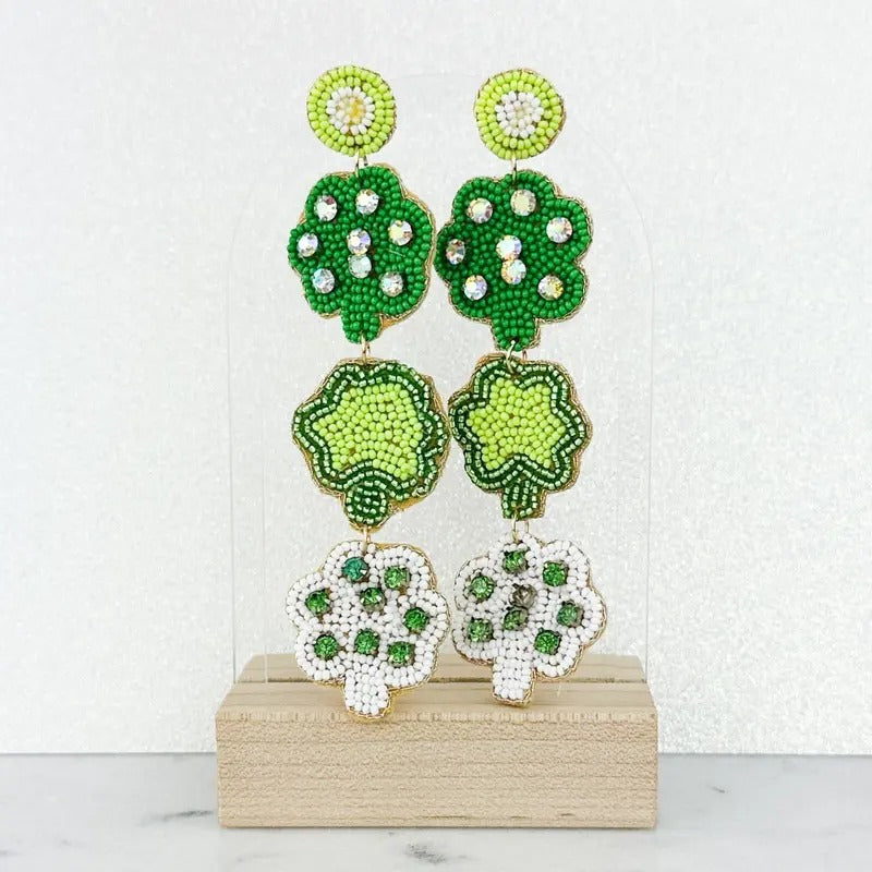 Tiered Clover Seed Bead Earrings *Final Sale* T-Shirts