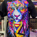 Tiger Abstract Cotton Casual Black T-Shirts