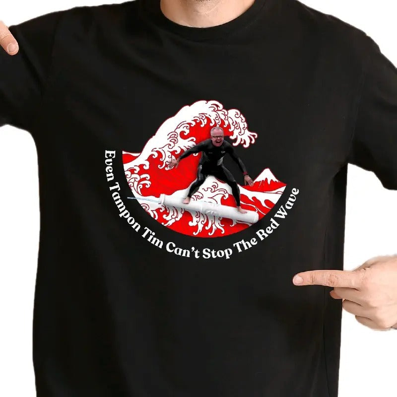 Tim Walz Red Wave Cotton Menswear Soft Funny Meme T-Shirts