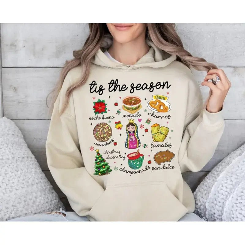 Tis Season Conchas Mexican Food Pan Dulce Mexico Party Shirt Latina Feliz Navidad Shirt T-Shirts