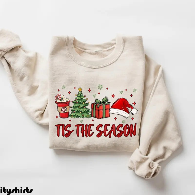 Tis Season Tis Season Merry Shirt Cute Winter Cotton T-Shirts