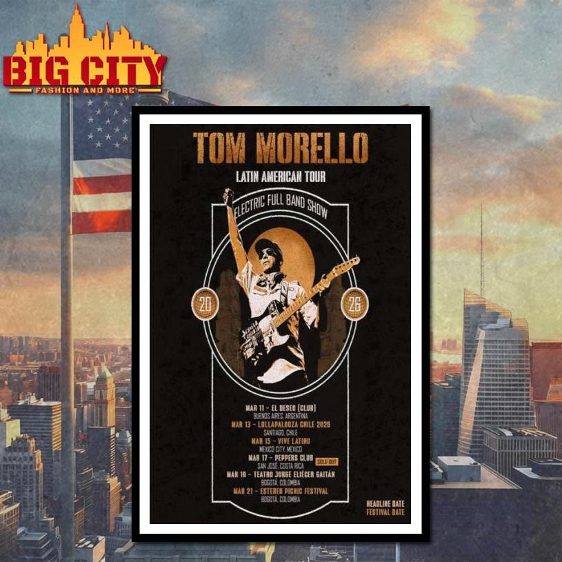 Tom Morello Latin American Tour 2026 Poster Shirt