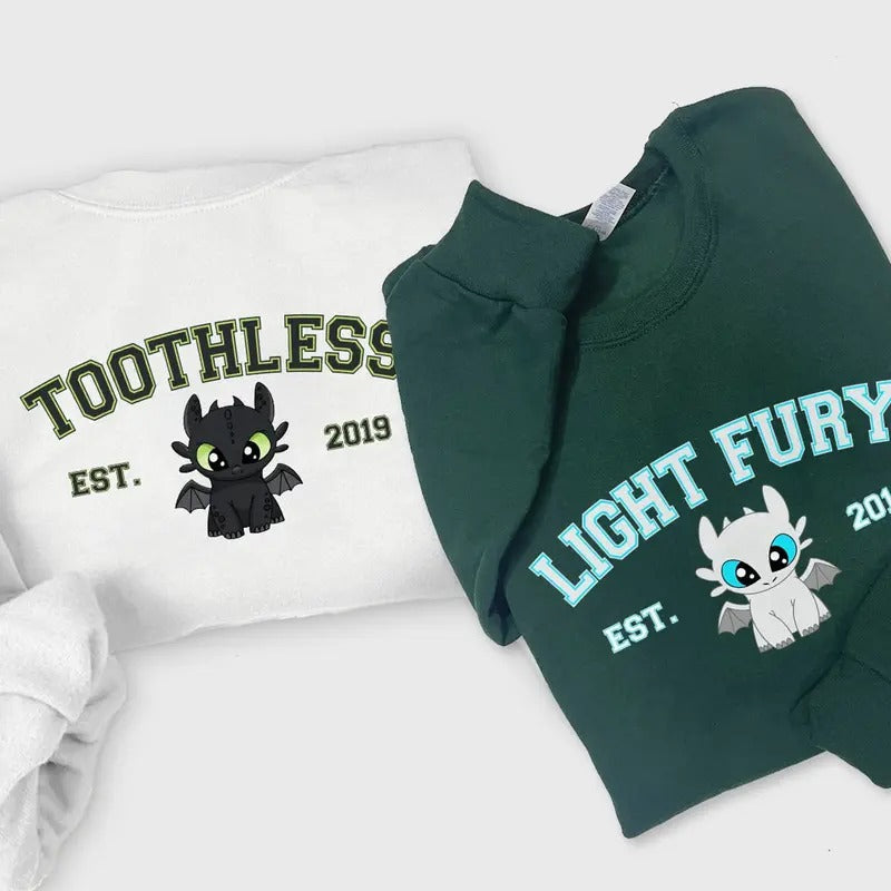 Toothless Light Fury Dragon'S Couple Comfort Fabric Womenswear T-Shirts