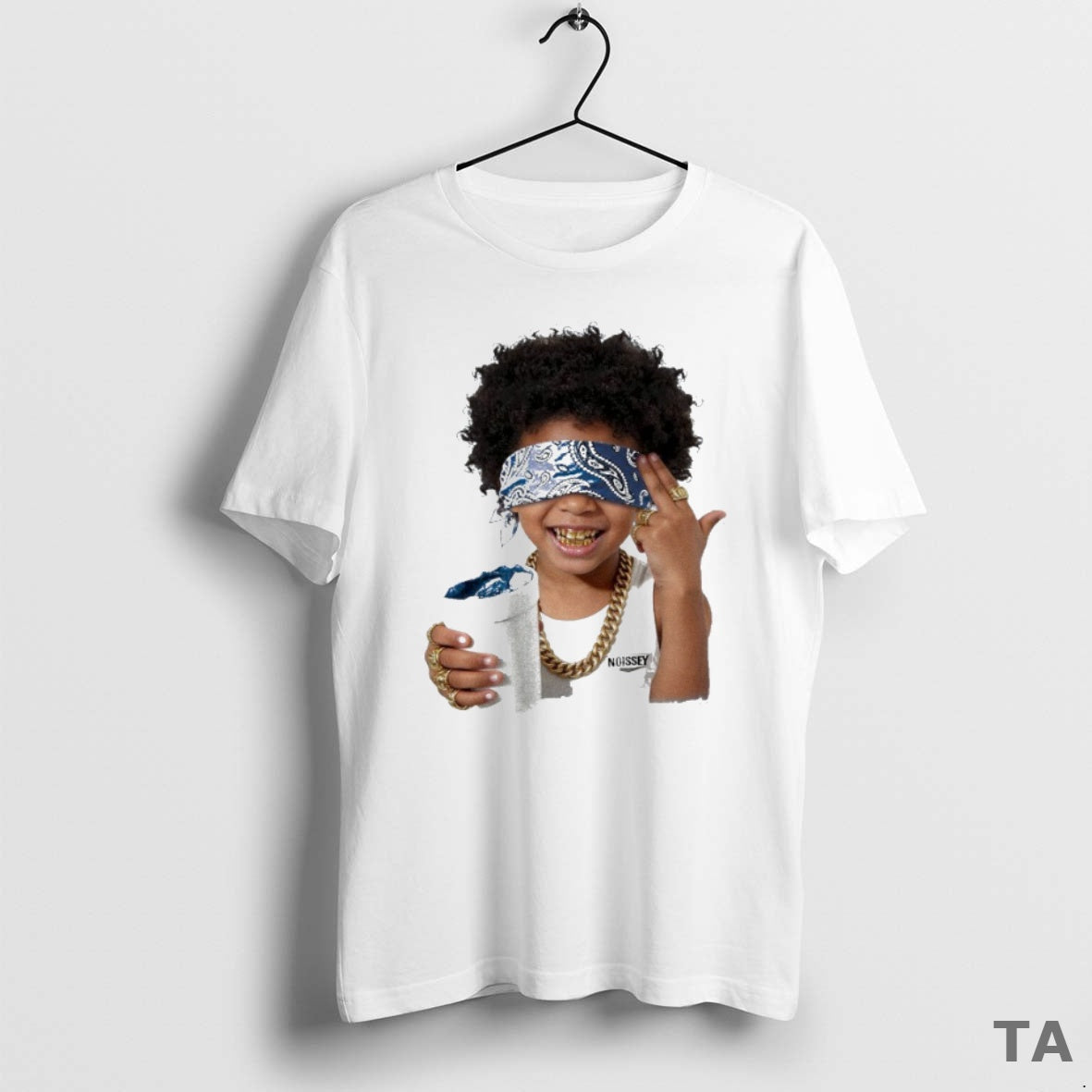 Top Blue Paisley Headscarf Blindfolded Child T-Shirts