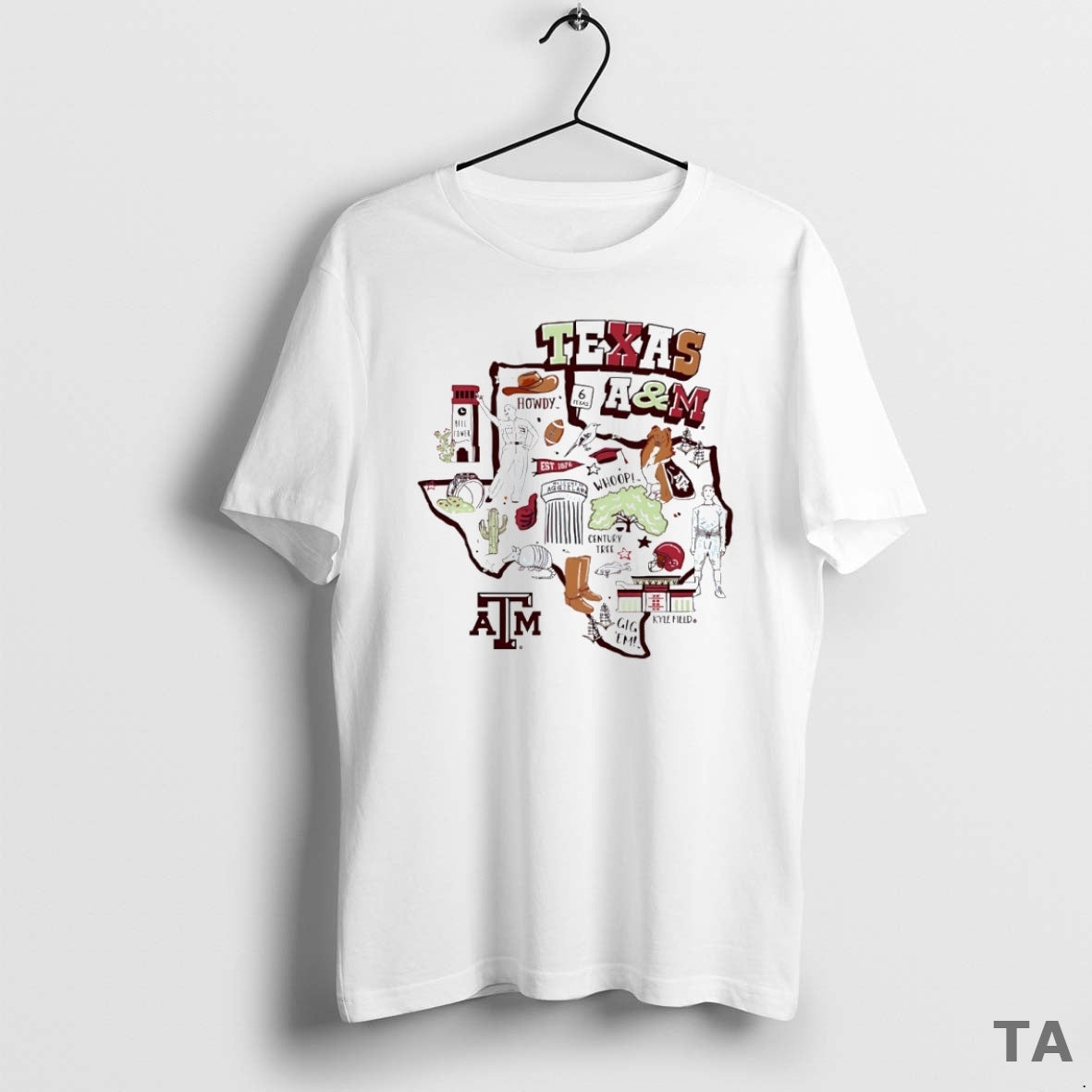 Top Texas M Aggies Football State Map Circle T-Shirts