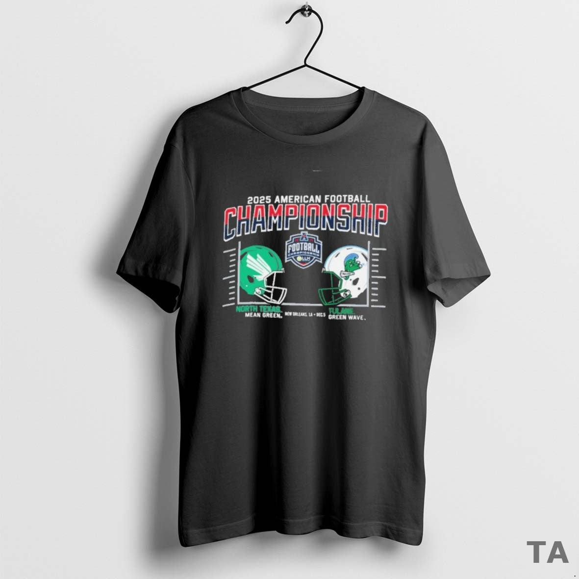 Top Tulane Vs North Texas 2025 Aac Football Championship Duel Helmet T-Shirts