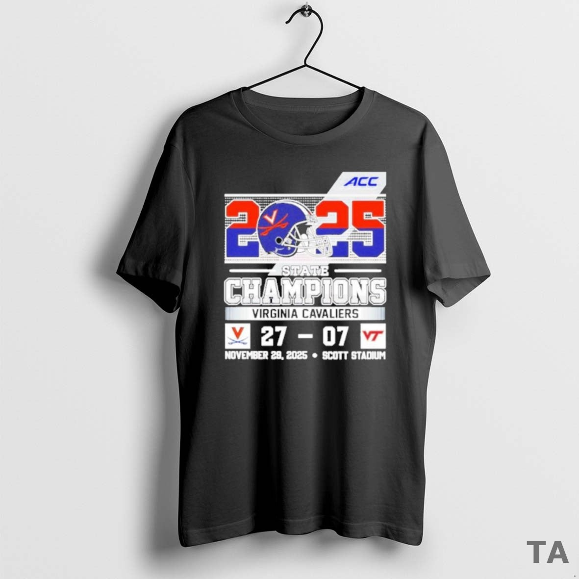Top Virginia Cavaliers 2025 State Champions 27 07 Virginia Tech Score T-Shirts