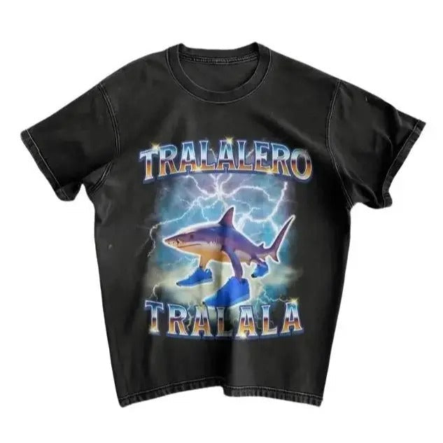 Tralalero Tralala Funny Shark Meme Shark Shoes Meme Shirts Italian Brainrot Animals Funny Shirt Trending Memes T-Shirts