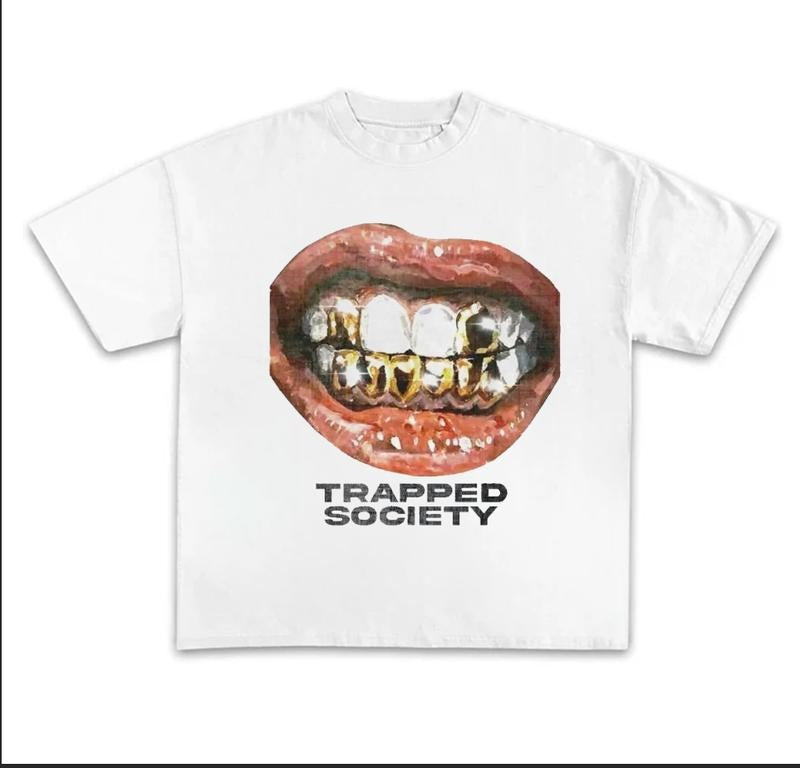 Trapped Society Cotton Shirt Opiium Y2k Streetwear Rap T-Shirts
