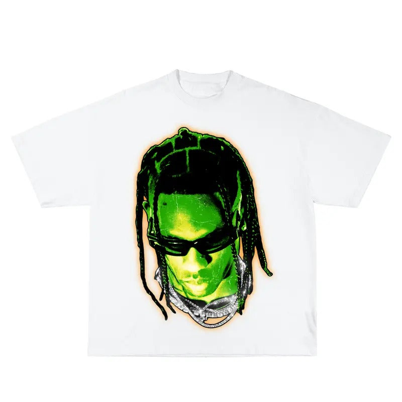 Trav RAPSTAR Inspired Vintage Heavy Cotton Basketball 90 S Styled Shirt Hiphop Y2K Throwback Classic Big Face Celebrity T-Shirts