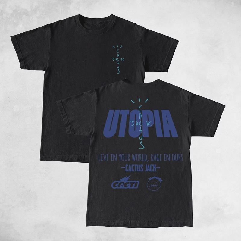 Travis Cactus Jack Utopia Soft Cotton Music Shirt Tour Y2K Vintage Shirt T-Shirts