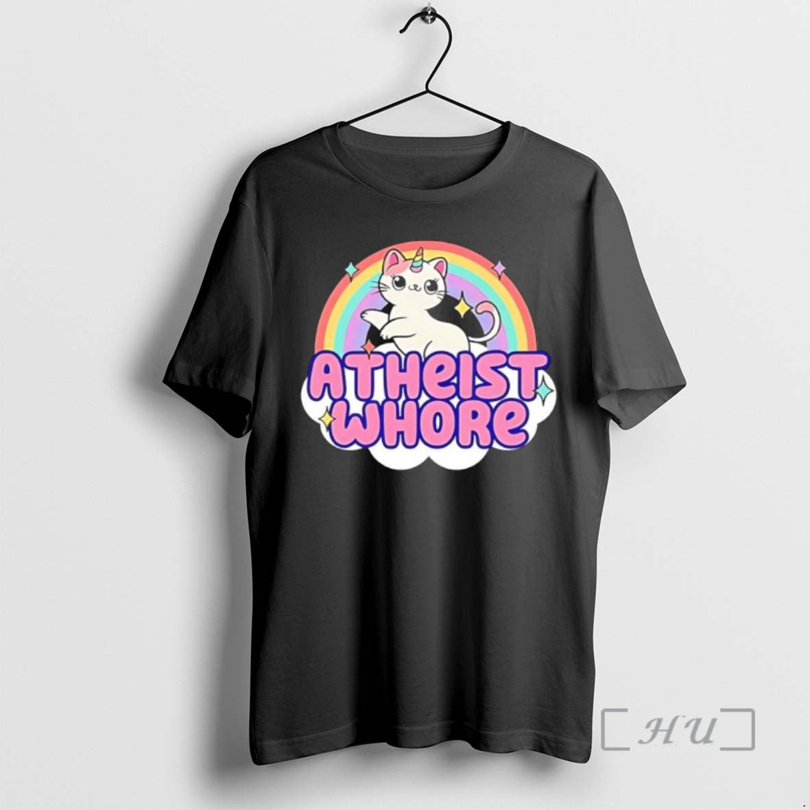 Trending Atheist Whore Cat Unicorn Cute Black T-Shirts