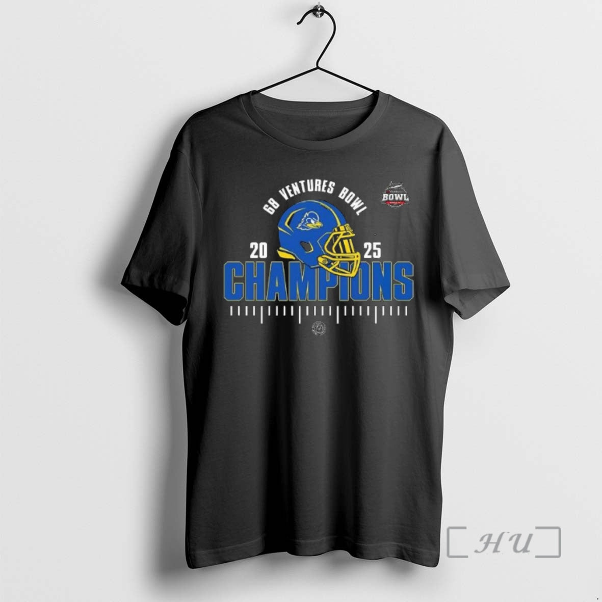Trending Delaware Fightin Blue Hens Ncaa Football 2025 68 Ventures Bowl Champions Helmet T-Shirts