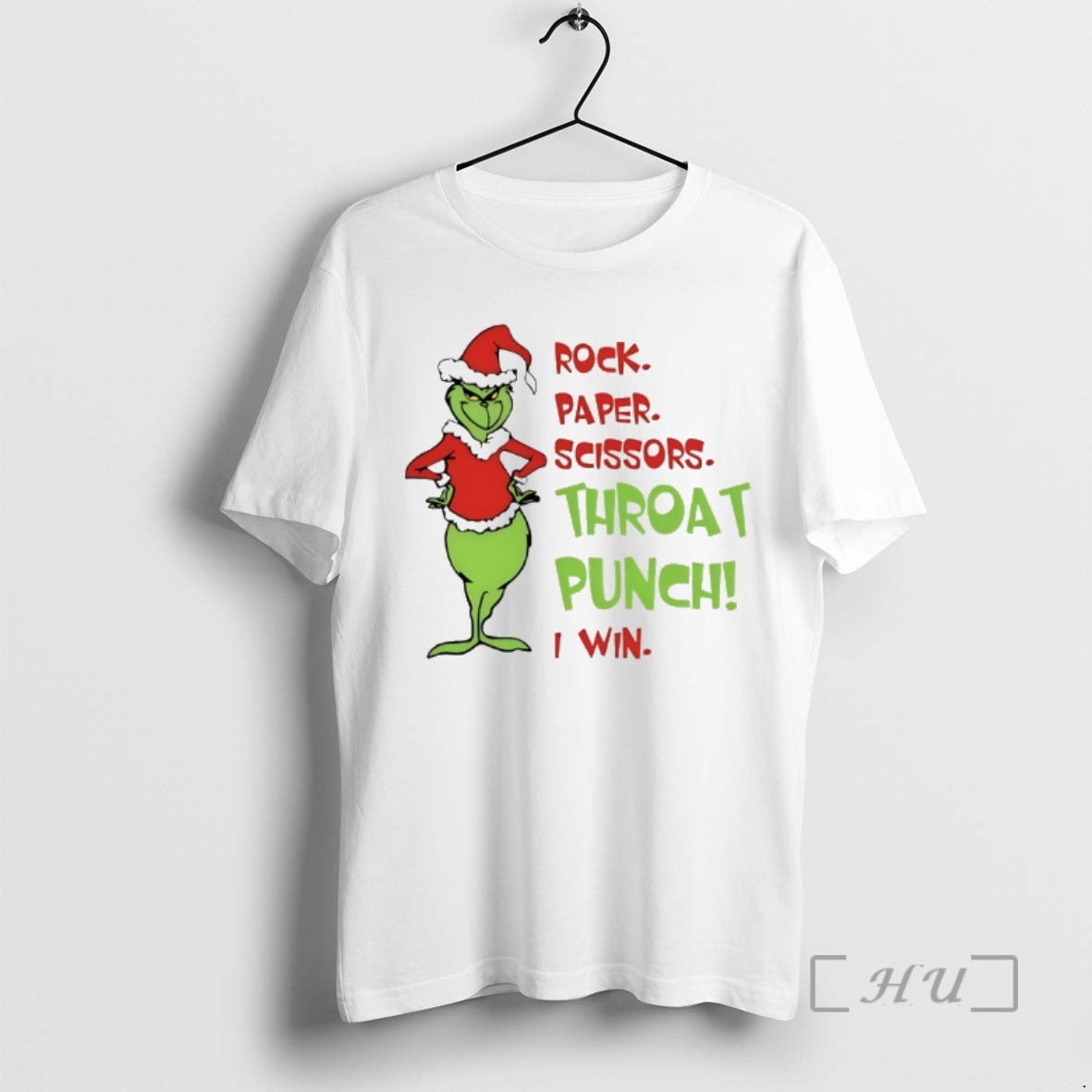 Trending Grinch Santa Rock Paper Scissors Throat Punch I Win T-Shirts