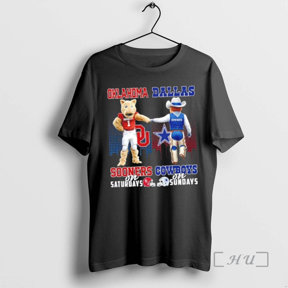 Trending Mascots Oklahoma Sooners Saturdays X Dallas Cowboys Sundays Skyline T-Shirts
