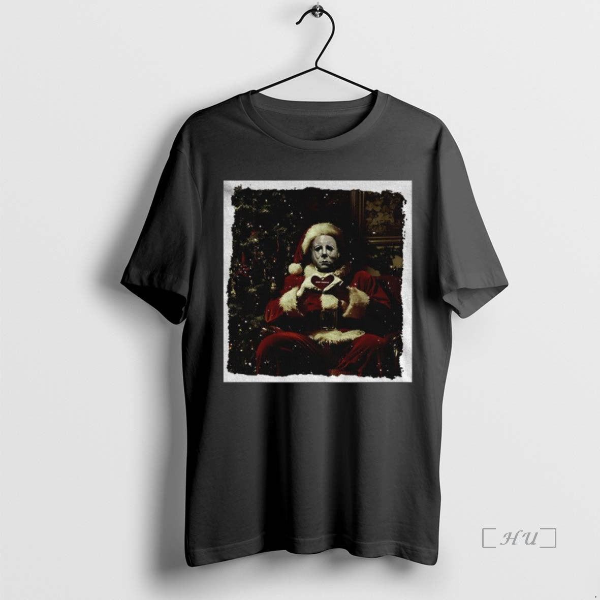 Trending Michael Myers Heart Hands Horror Movie Santa Claus Merry T-Shirts