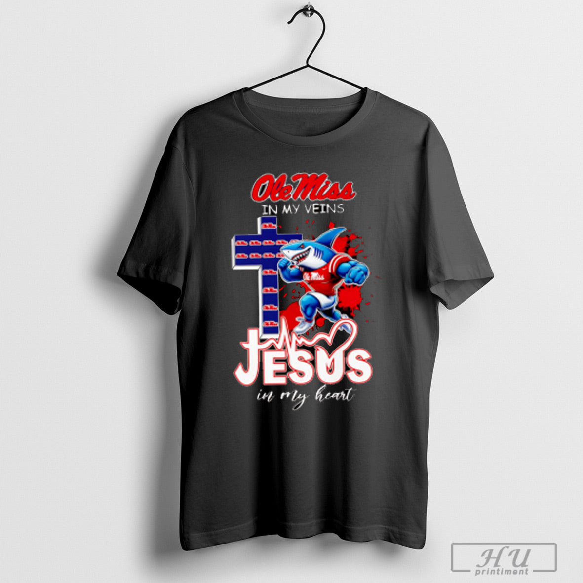 Trending Ole Miss In My Veins Jesus In My Heart Football Mascot T Shirt