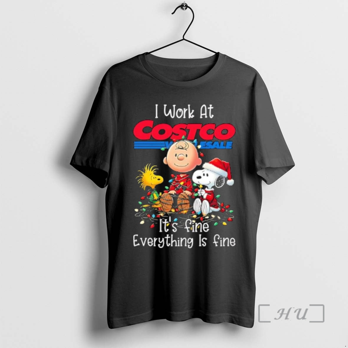 Trending Peanuts Characters Lights I Work Costco Wholesale Fine Everything Is Fine T-Shirts