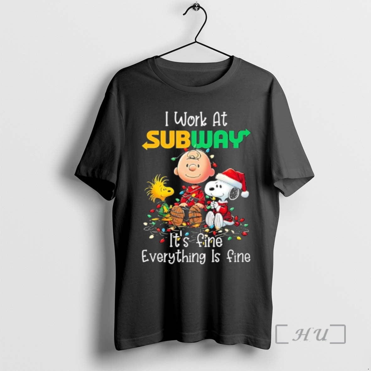 Trending Peanuts Characters Lights I Work Subway Fine Everything Is Fine T-Shirts