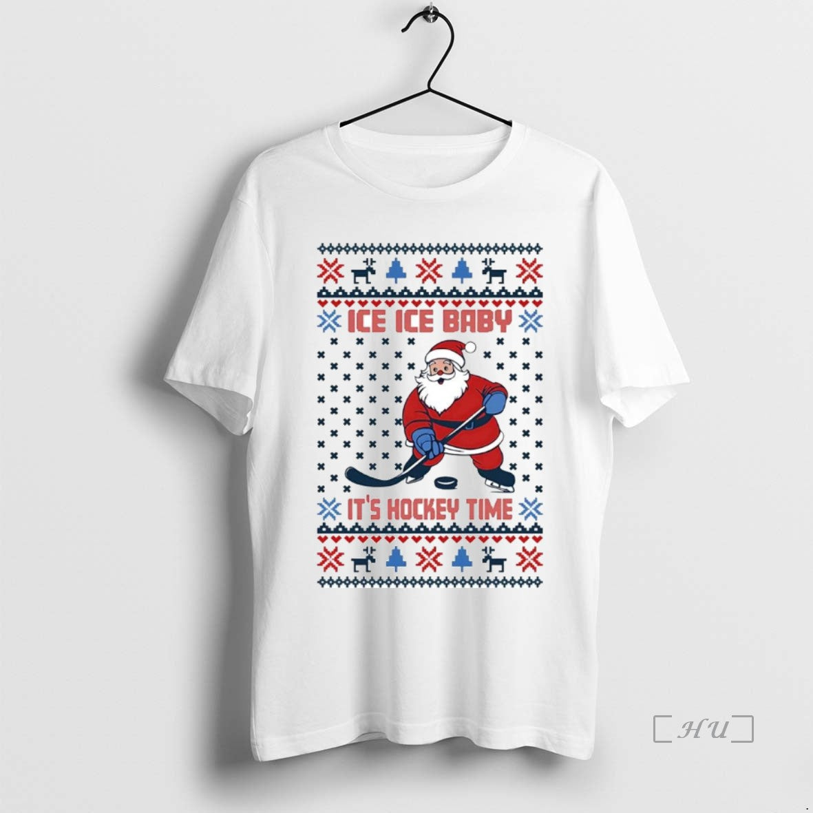 Trending Santa Ice Ice Baby Hockey Time Ugly T-Shirts