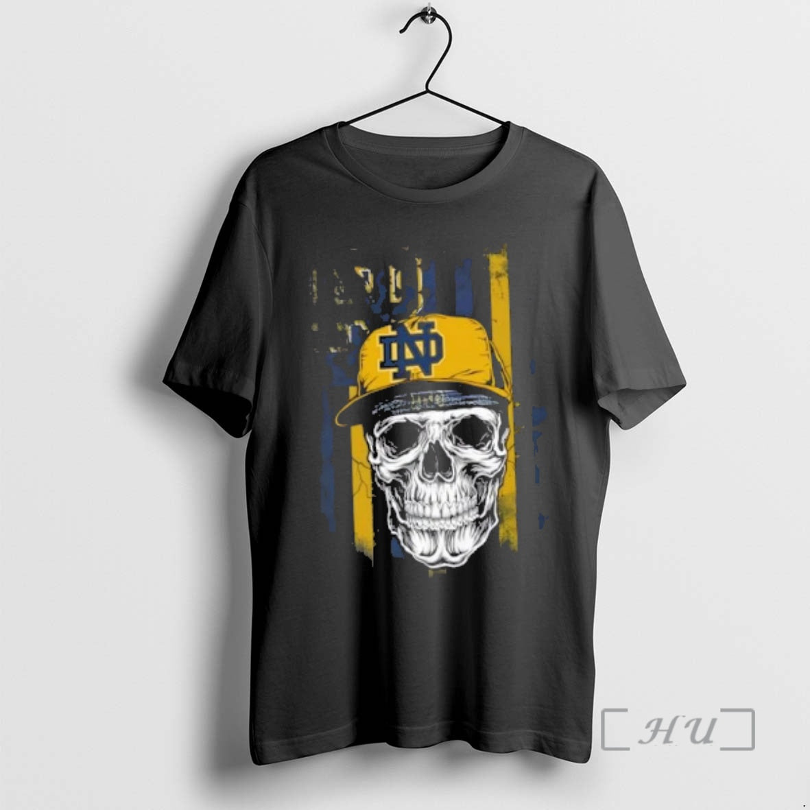 Trending Skull Wearing Cap Notre Dame Fighting Irish Us Flag T-Shirts