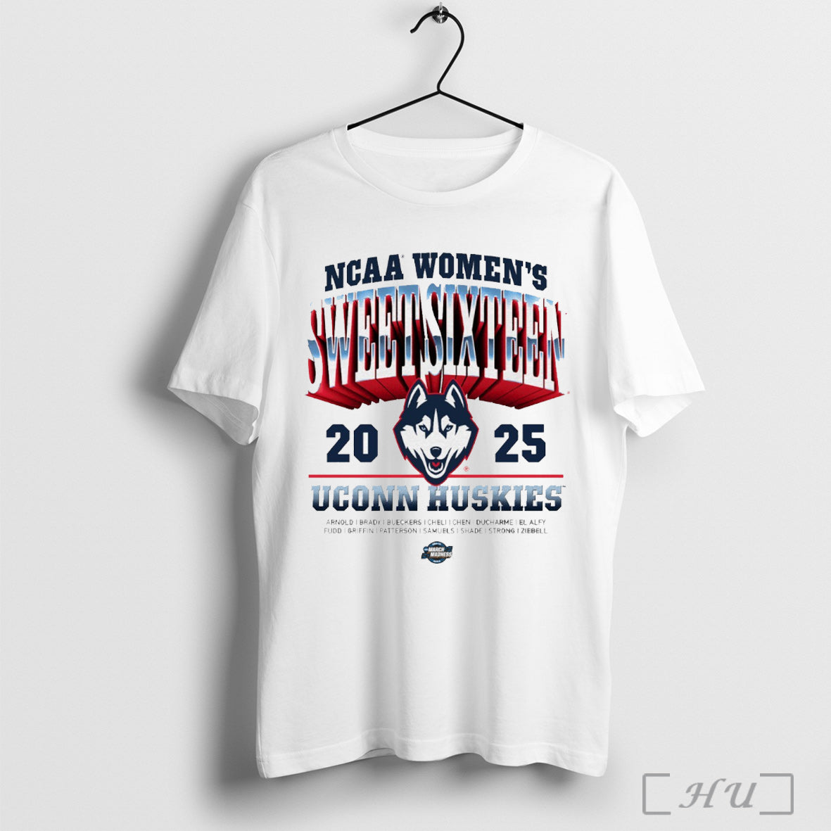 Trending Uconn Huskies 2025 Ncaa Mens Basketball Sweet Sixteen March Madness Arnold Brady Bueckers Logo