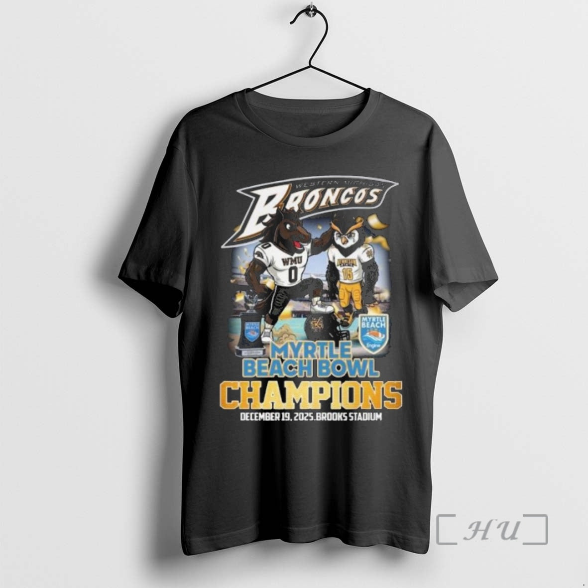 Trending Western Michigan Broncos Myrtle Beach Bowl Champions 2025 Mascot Vintage T-Shirts
