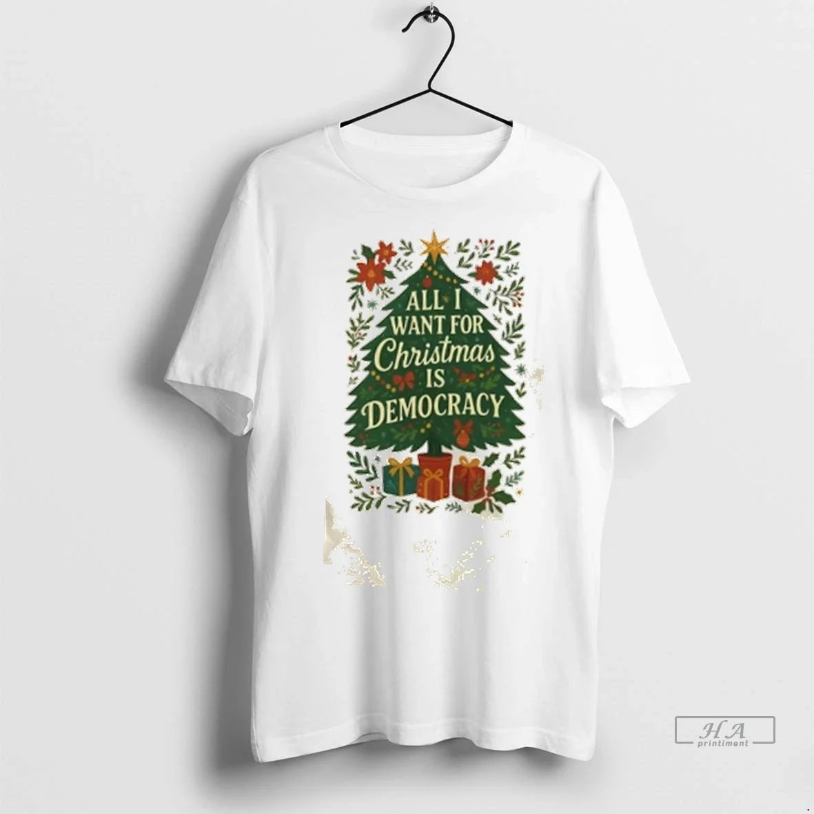 Trendy All I Want For Christmas Is Democracy Christmas Tree Shirt Sweater