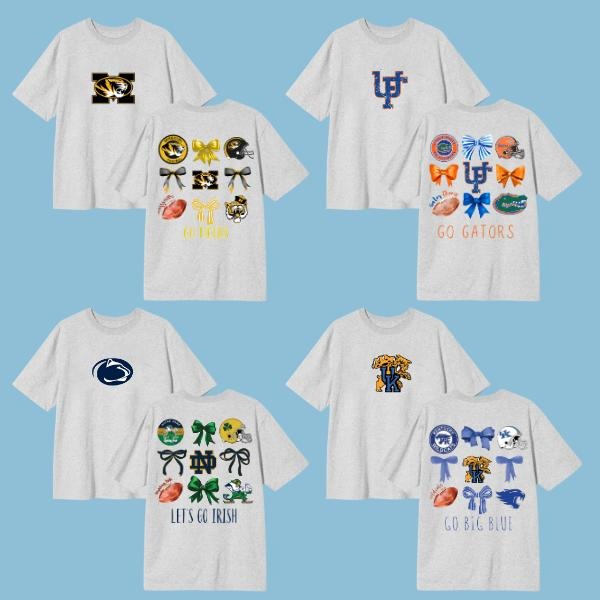 NCAA College Bow 2025 Game Day Spirit Shirt All Teams Fan Cute Football Shirt Gameday Fans T-Shirts