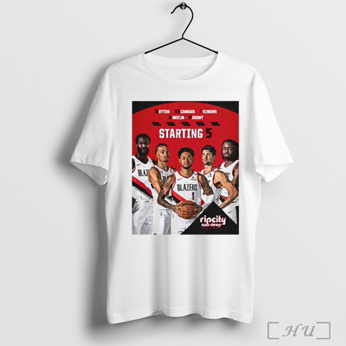 Trendy Poster Portland Trail Blazers Starting 5 Ripcity Runs Deep Players 2025 T Shirt