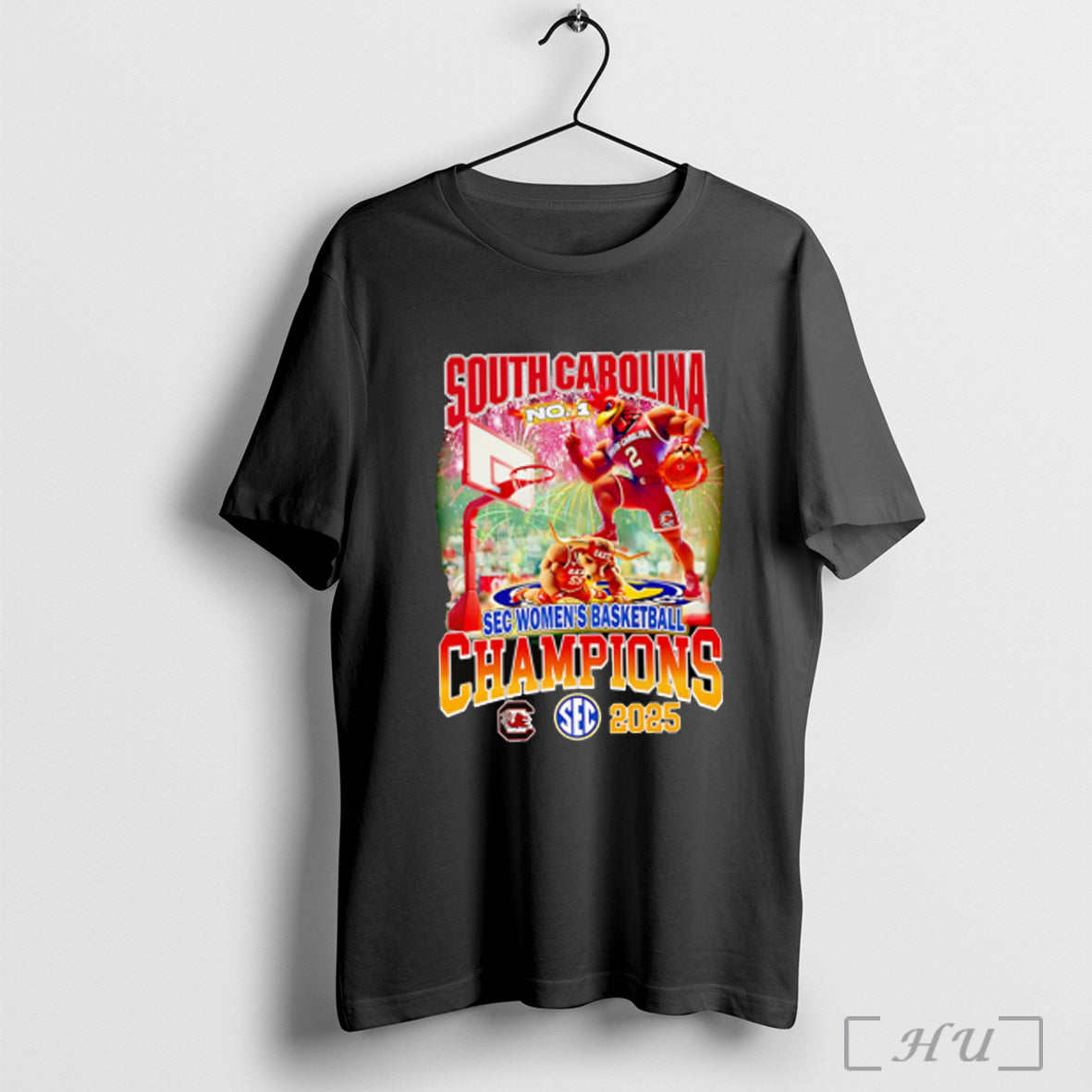 Trendy South Carolina No 1 Sec Womens Basketball Champions 2025 Mascot T Shirts