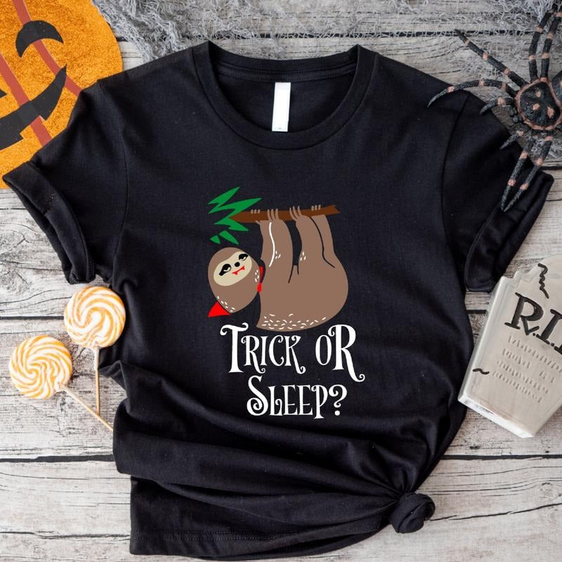 Trick Sleep Halloween Sloth Shirt Sloth Lover Spooky Season Shirt Halloween Animal T-Shirts