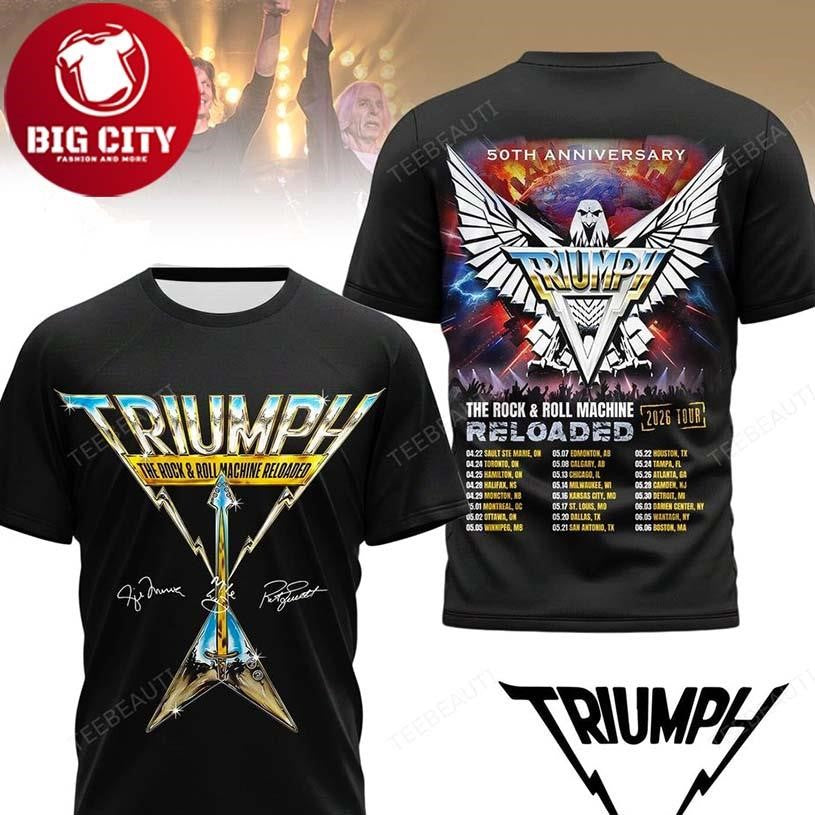 Triumph The Rock &amp; Roll Machine Reloaded 2026 Tour Two Sided Shirt