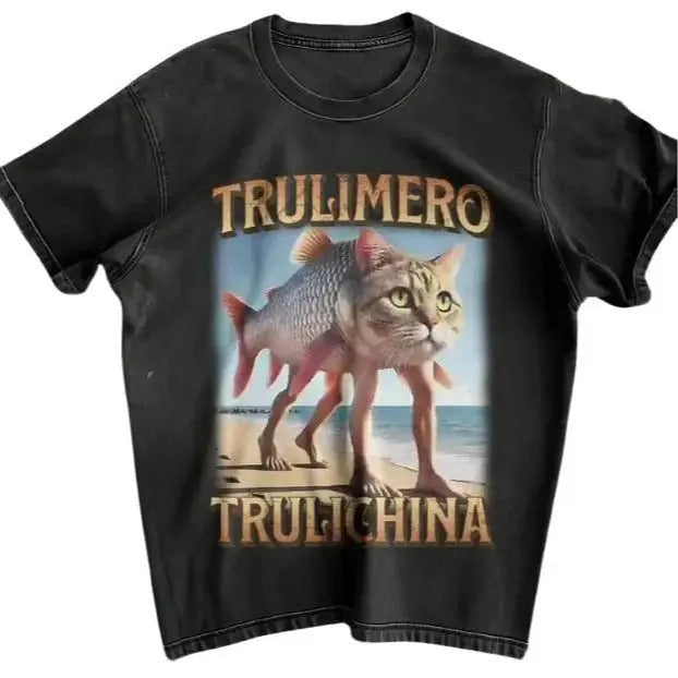 Trulimero Trulichina Funny Meme Shirt Cat Fish Shirt Italian Brainrot Animals Friend T-Shirts
