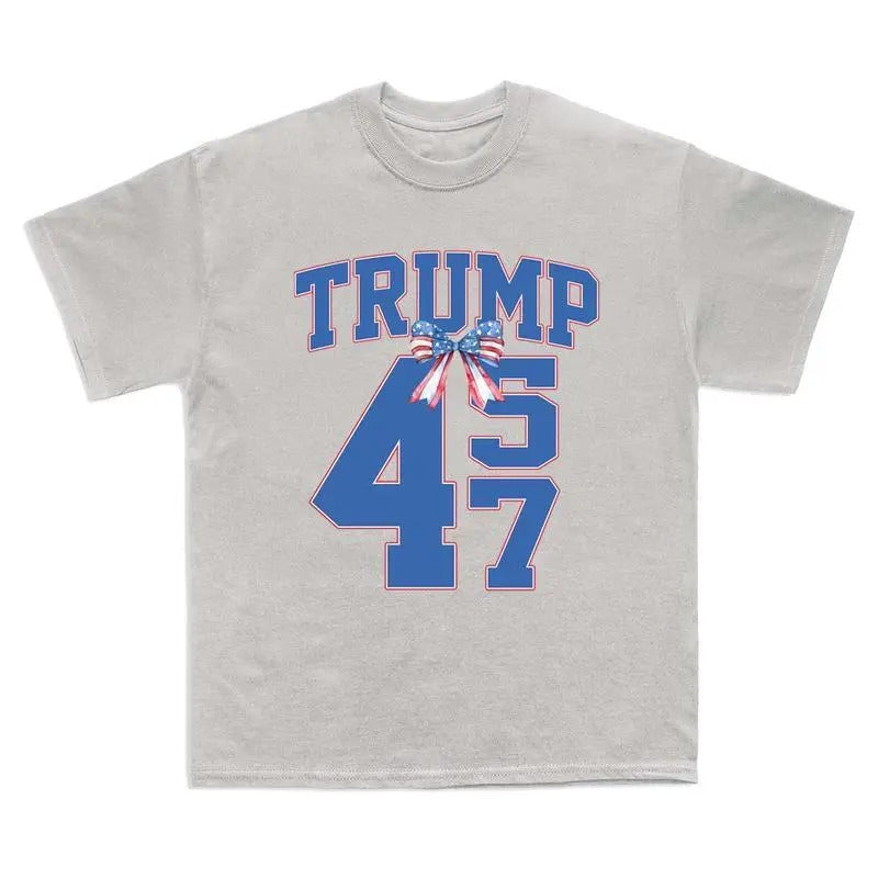 Trump 2024 Coquette Bow Shirt Coquette Trump President 45 47 Shirt Bow Trump 47th President Shirt Trump Won Shirt Classic Cotton Fabric T-Shirts