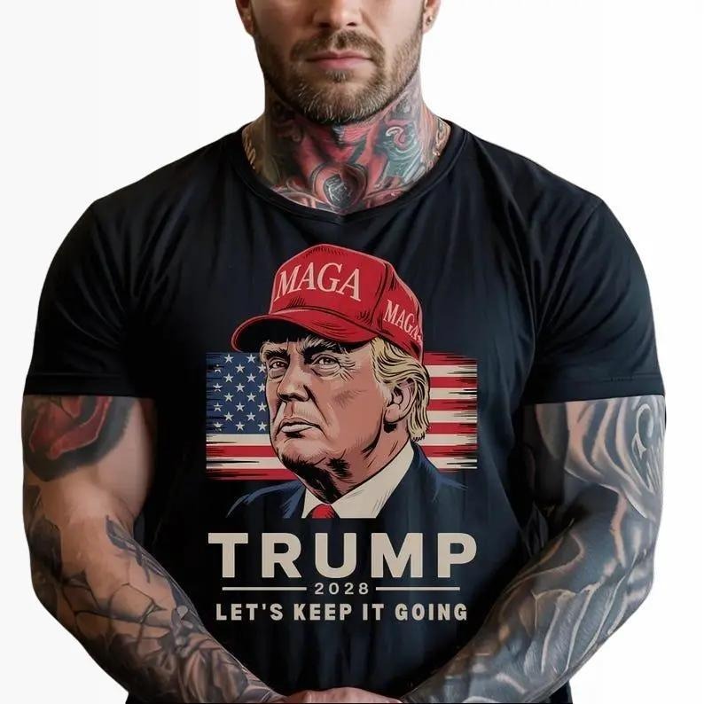 Trump 2028 Shirt "Let'S Keep Going" Bold Patriotic Conservative Election Pro Trump Political Support MAGA T-Shirts