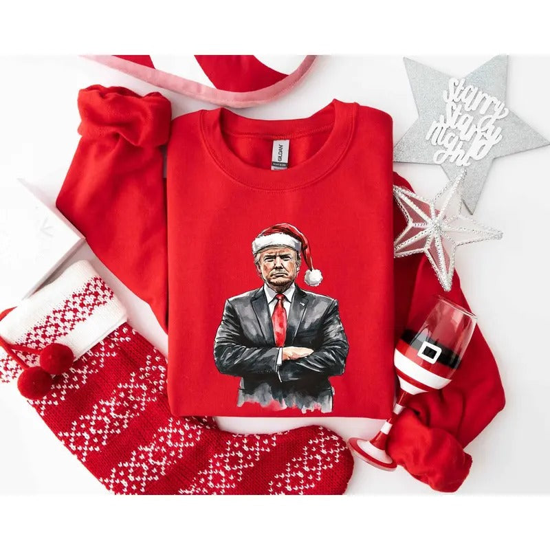 Trump Republican Shirt Funny Santa Trump Shirt Humorous Political Xmas Classic Cotton T-Shirts