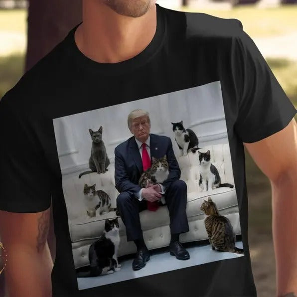 Trump Funny Cat Lover Cute Cats Sofa T.Rump Shirt Unique Cat Dad Unique Animal Lover US Election 2024 Shirt Trend T-Shirts