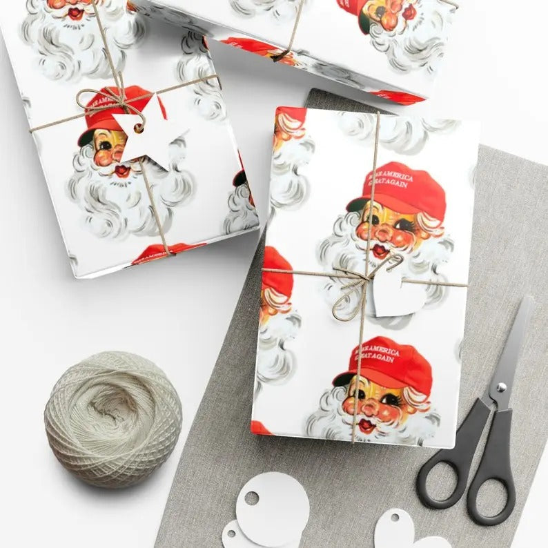Trump MAGA Santa Specialty Wrapping Paper High Def Luxury Unique Elevate Your Presentation T-Shirts